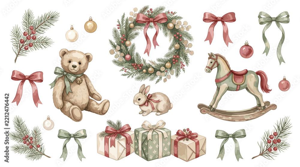Fototapeta premium Christmas watercolor element