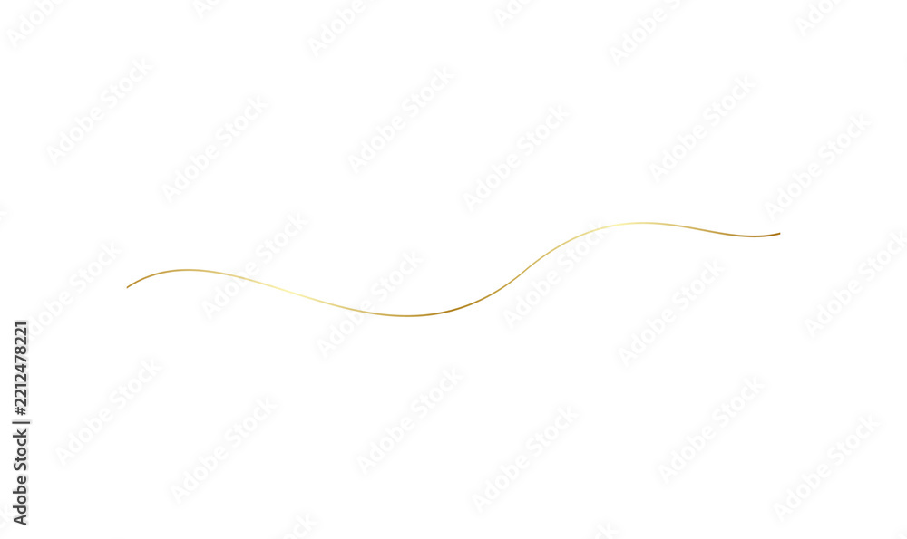 Obraz premium Gold Curved Line Wave Divider Elegant Thin Swirl Stroke PNG Graphic Element
