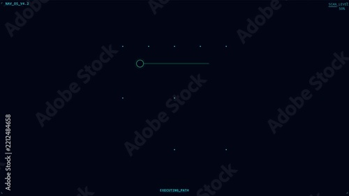 Abstract Geometric Animation Sequence with Growing Glowing Lines on Dark Background