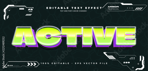 Active Mecha Neo brutalism Editable Text Effect with Futuristic Robotic Armor Style