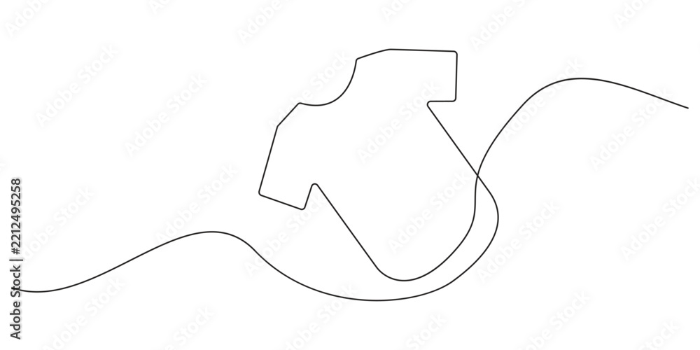 Obraz premium T shirt continuous line art vector illustration for fashion brand and apparel design. Minimalist continuous line art illustration of a blank t-shirt isolated on white background.