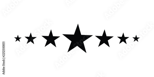 Seven black stars rating ranking award vector icon set isolated on white background