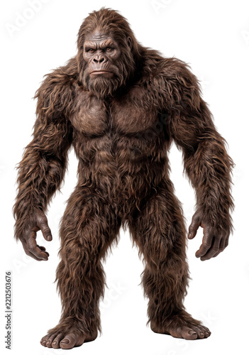 standing bigfoot sasquatch ape creature isolated on transparent background
