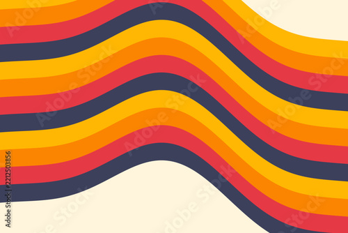 Groovy wavy stripes background with abstract retro waves