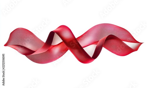 Red ribbon abstract shape, ribbon spiral swirl element design. Abstract red background for greeting card or banner template with copy space, Generative AI