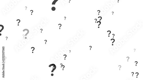 animation of a lot of white question mark moving on green screen background motion graphic effects.