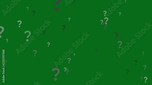 animation of a lot of white question mark moving on green screen background motion graphic effects.