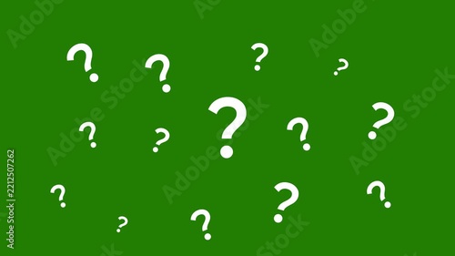 Pop up animated video of the question symbol with a green screen background