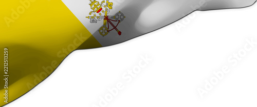 Waving Vatican City flag on white background with copy space, 3D rendering illustration