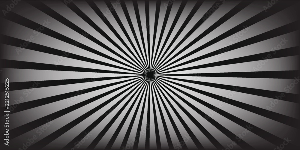Fototapeta premium Black and white hypnotic spiral wave rays background. Psychedelic sunburst retro design.
