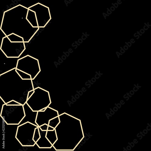 Elegant Gold Hexagon Line  on Black Background
