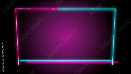 Neon Cyan And Magenta Rectangular Frame With Glowing Center