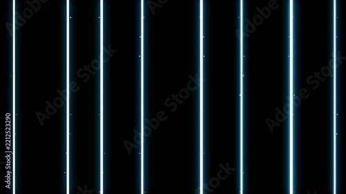 Vertical Blue Neon Light Lines On Black Background
