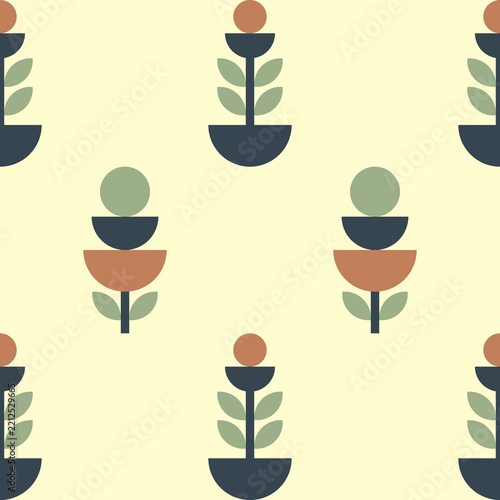 Seamless pattern Minimal Botanical Geometry, suitable for textile design, wallpaper, background, packaging design
