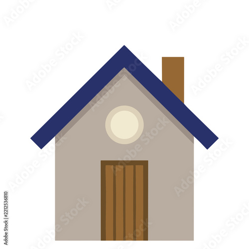 Simple house illustration with blue roof and chimney