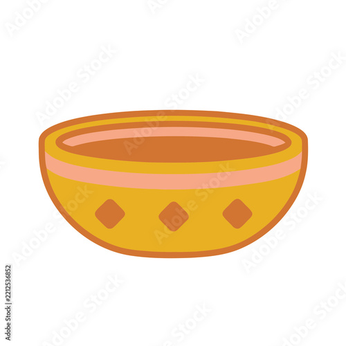 Stylized bowl with stripes and diamonds