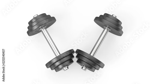 Two heavy dumbbells on white background