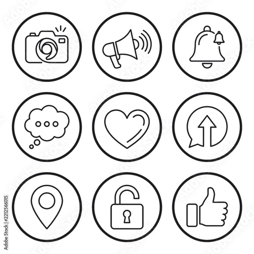 Minimalist Continuous Line Art Social Media Icon Illustration