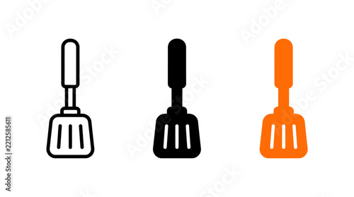 Fotografie Kitchen spatula icon set in different styles with culinary