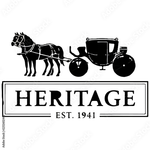 Vintage Coach Western Heritage Logo and Horse Carriage Emblem Design