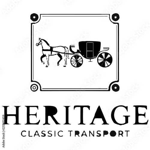 Vintage Coach Western Heritage Logo and Horse Carriage Emblem Design