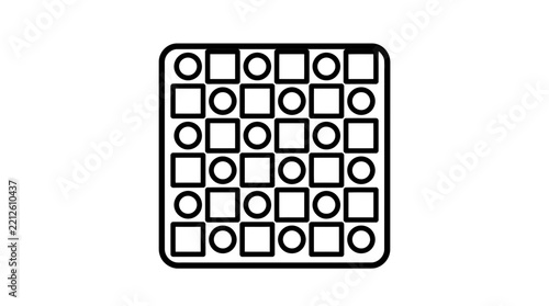 Geometric Abstract Pattern Icon Featuring Alternating Squares and Circles in a Structured Grid Layout for Minimalist Graphic Design Projects