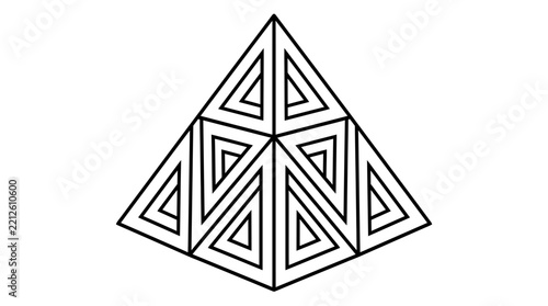 Minimalist Geometric Pyramid Outline Pattern Featuring Concentric Triangular Line Art Vector Illustration