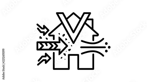 Ventilation and Airflow Improvement Icon for Efficient Residential Building Indoor Air Quality and Structural Air Circulation Systems