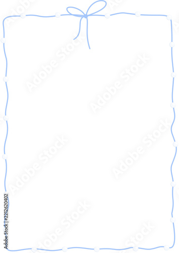 Blue ribbon frame with pearl