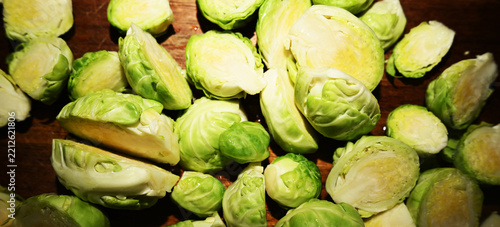 Fresh Brussels sprouts texture, natural organic pattern
