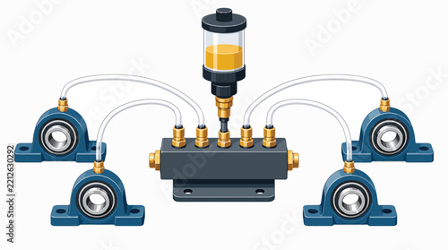 Industrial lubrication system with hydraulic pump and pillow block bearings