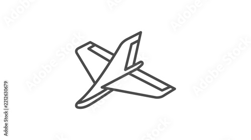 Sleek Minimalist Line Drawing of a Modern Airplane in Monochromatic Gray on White with high quality professional line art symbols for modern creative design and digital branding projects