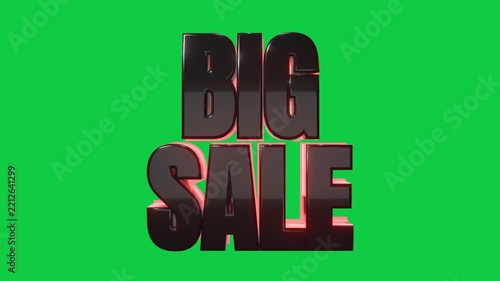 After two black frames 3D BIG SALE zooming spinning centering promoting on transparent canvas