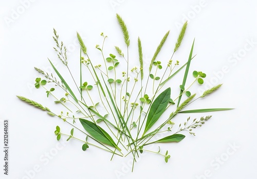 Fresh green grass and plant arrangement