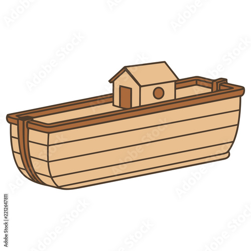 Wooden boat with a small cabin