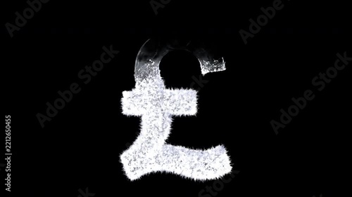 Animated Snowy Christmas Symbol GBP , Winter Frost and Ice Crystal Alphabet Animation