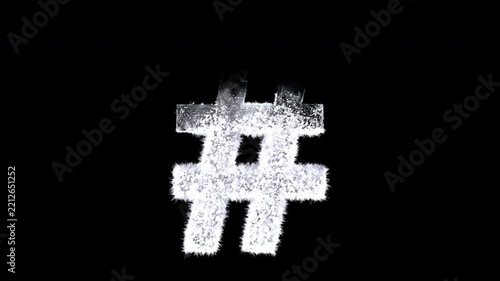 Animated Snowy Christmas Symbol Hashtag , Winter Frost and Ice Crystal Alphabet Animation