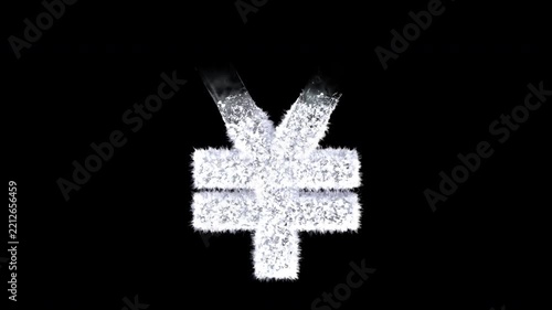 Animated Snowy Christmas Symbol Yen , Winter Frost and Ice Crystal Alphabet Animation