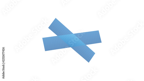 Blue adhesive tape strips crossed isolated on transparent background
