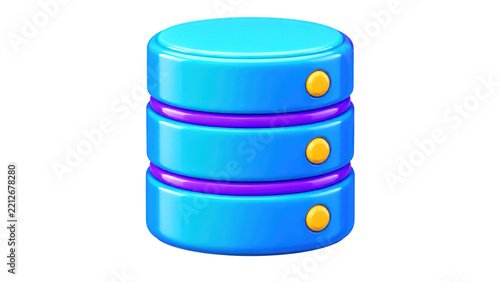 3D database server icon isolated on transparent background