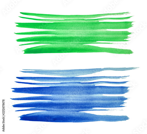 Watercolor paint strokes with uneven edges on an isolated background