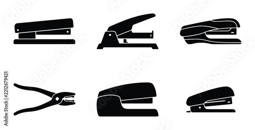 Office supplies silhouettes for logo