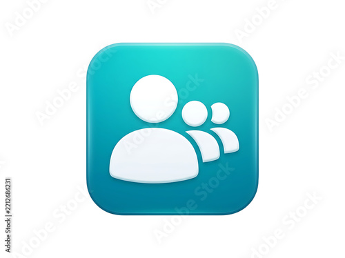 Social Network User Group Icon on Metal Internet Button for Web Communication, Business, Teamwork, Online Community and Digital Network Concepts