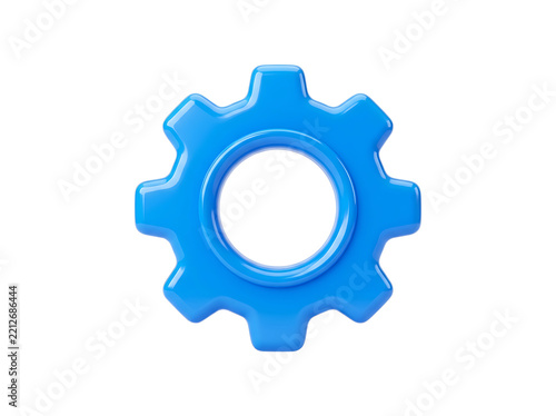 Blue 3D Gear Wheels Isolated on White Background for Mechanical Engineering, Machinery, Industry, Technology, Business, Teamwork and Settings Concepts