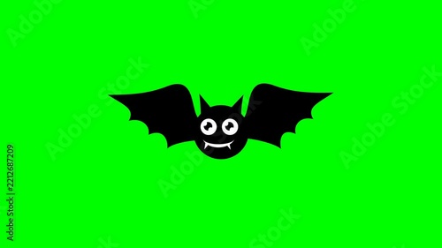 Cute Bat Flying Animation with Green Screen Background - Halloween Concept