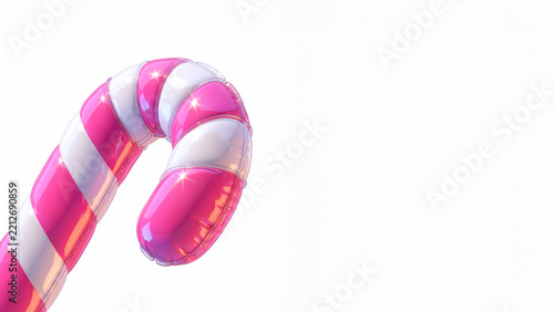 Pink candy cane balloon 3D render christmas background