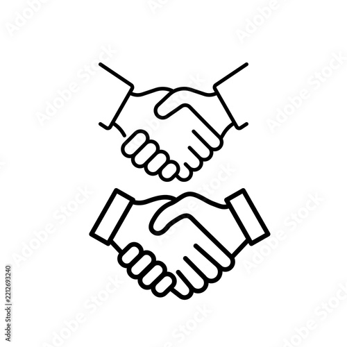 Two minimalist handshake icons representing business partnership agreement and cooperation concepts transparent background