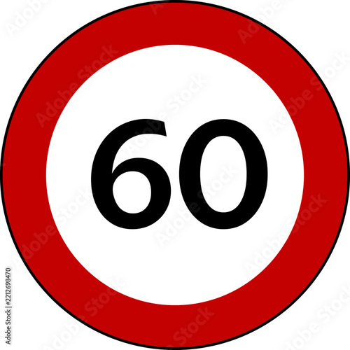 Obraz na plátně Circular Speed Limit 60 Traffic Sign