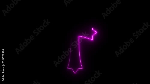 Solid magenta neon outline of a maple leaf shape on a black background