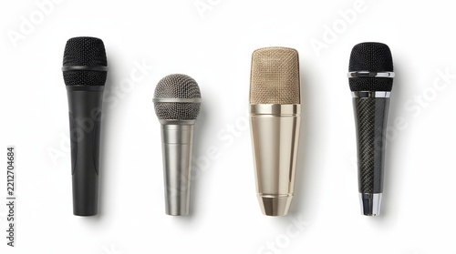 Professional microphones for broadcast studio music recording and live stage performance